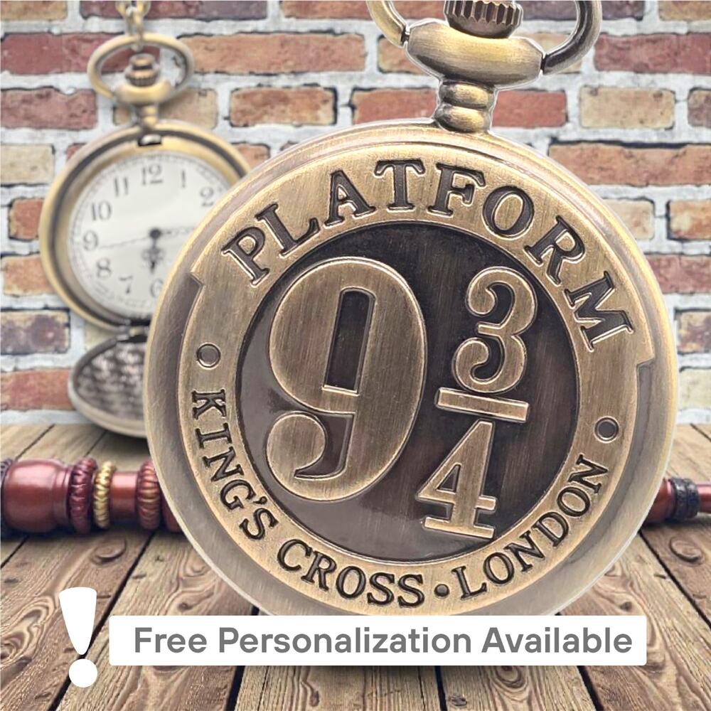 Fantasy Train Portal Pocket Watch – Personalized Magic Platform Design Vintage